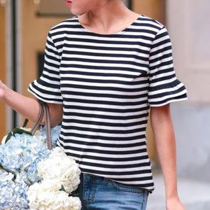 J. Crew Ruffle-sleeve T-shirt in stripe